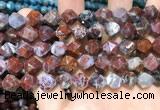 CAG9990 15.5 inches 12mm faceted nuggets red lightning agate beads