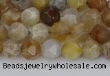 CAG9993 15.5 inches 6mm faceted nuggets ocean fossil agate beads