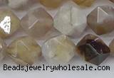 CAG9995 15.5 inches 10mm faceted nuggets ocean fossil agate beads