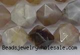 CAG9996 15.5 inches 12mm faceted nuggets ocean fossil agate beads