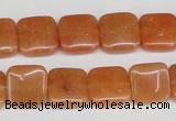 CAJ155 15.5 inches 12*12mm square red aventurine jade beads