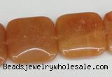 CAJ157 15.5 inches 25*25mm square red aventurine jade beads