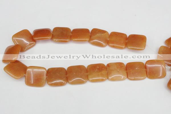 CAJ157 15.5 inches 25*25mm square red aventurine jade beads