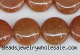 CAJ166 15.5 inches 20mm flat round red aventurine jade beads