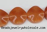 CAJ171 15.5 inches 20mm wavy coin red aventurine jade beads