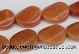 CAJ172 15.5 inches 13*18mm twisted oval red aventurine jade beads