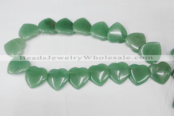 CAJ305 Top-drilled 28*28mm heart green aventurine jade beads