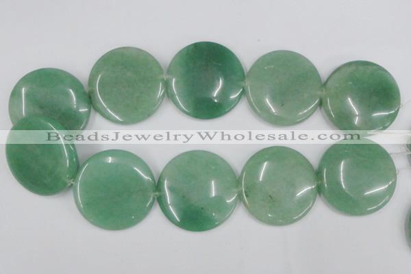 CAJ306 15.5 inches 40mm flat round green aventurine jade beads