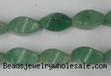 CAJ310 15.5 inches 8*16mm twisted tetrahedron green aventurine jade beads