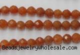 CAJ361 15.5 inches 6mm faceted round red aventurine beads wholesale