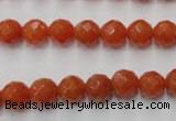 CAJ362 15.5 inches 8mm faceted round red aventurine beads wholesale