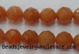 CAJ364 15.5 inches 12mm faceted round red aventurine beads wholesale