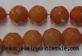 CAJ365 15.5 inches 14mm faceted round red aventurine beads wholesale