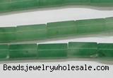 CAJ648 15.5 inches 6*12mm faceted tube green aventurine beads