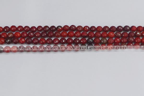 CAJ759 15.5 inches 6mm faceted round apple jasper beads