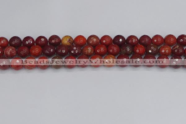 CAJ761 15.5 inches 10mm faceted round apple jasper beads