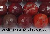 CAJ762 15.5 inches 12mm faceted round apple jasper beads