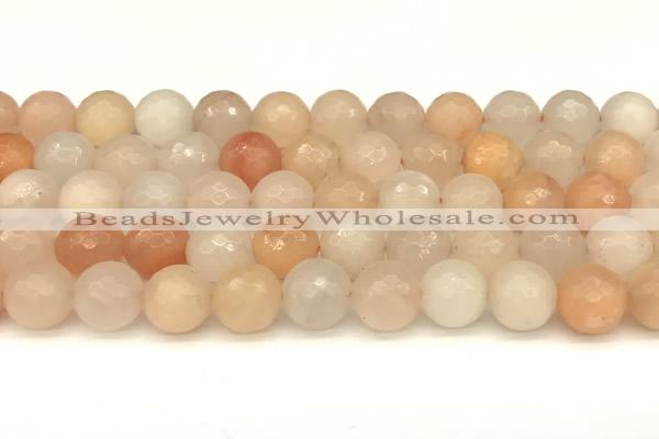 CAJ823 15 inches 12mm faceted round pink aventurine beads