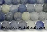 CAJ875 15 inches 4mm round matte blue aventurine beads