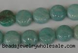 CAM1017 15.5 inches 12mm flat round natural Russian amazonite beads