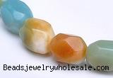 CAM11 faceted pebble 7*12mm natural amazonite beads Wholesale