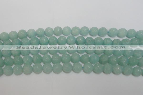 CAM1122 15.5 inches 8mm carved round amazonite beads wholesale