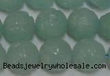 CAM1125 15.5 inches 14mm carved round amazonite beads wholesale