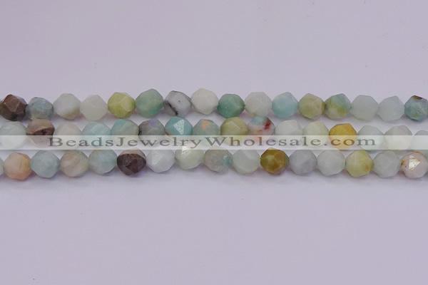 CAM1413 15.5 inches 10mm faceted nuggets amazonite gemstone beads