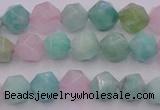 CAM1441 15.5 inches 6mm faceted nuggets amazonite & rose quartz beads