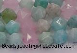 CAM1442 15.5 inches 8mm faceted nuggets amazonite & rose quartz beads