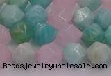 CAM1443 15.5 inches 10mm faceted nuggets amazonite & rose quartz beads