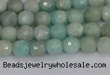 CAM1450 15.5 inches 4mm faceted round amazonite gemstone beads