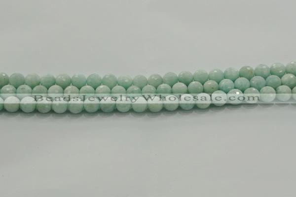 CAM1512 15.5 inches 8mm faceted round natural peru amazonite beads