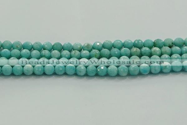 CAM1522 15.5 inches 8mm faceted round natural peru amazonite beads