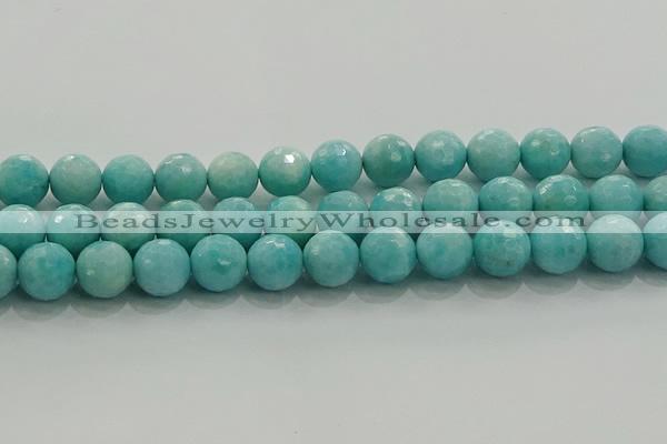 CAM1525 15.5 inches 14mm faceted round natural peru amazonite beads