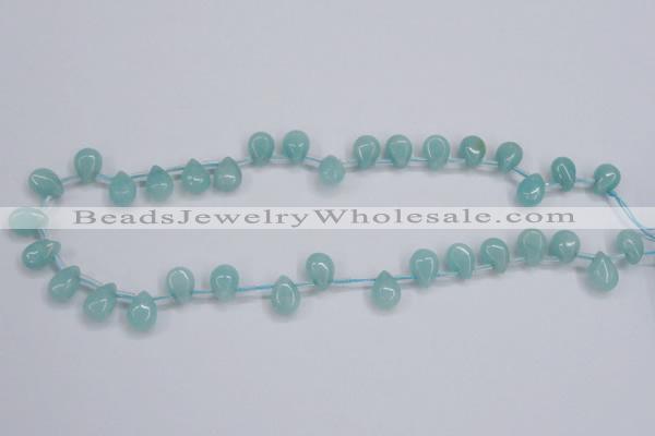 CAM154 8*12mm top-drilled flat teardrop amazonite gemstone beads