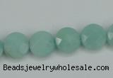 CAM155 15.5 inches 12mm faceted coin amazonite gemstone beads