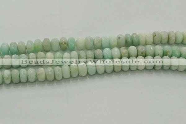 CAM1613 15.5 inches 6*10mm faceted rondelle peru amazonite beads