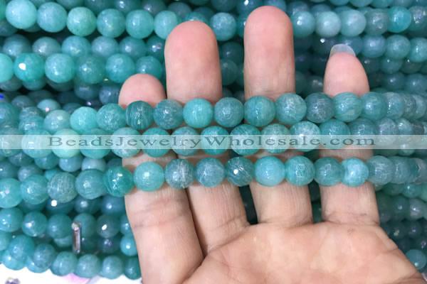 CAM1662 15.5 inches 8mm faceted round Russian amazonite beads