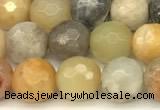 CAM1775 15 inches 6mm faceted round yellow amazonite beads