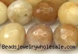 CAM1776 15 inches 8mm faceted round yellow amazonite beads
