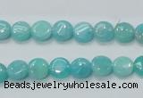 CAM300 15.5 inches 8mm flat round natural peru amazonite beads