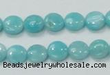 CAM301 15.5 inches 10mm flat round natural peru amazonite beads