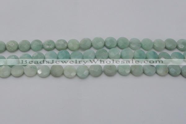 CAM363 15.5 inches 10mm faceted coin amazonite gemstone beads