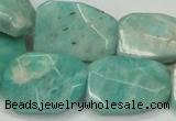 CAM413 18*25mm faceted & twisted rectangle natural russian amazonite beads