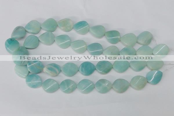 CAM607 15.5 inches 18*22mm twisted oval Chinese amazonite beads