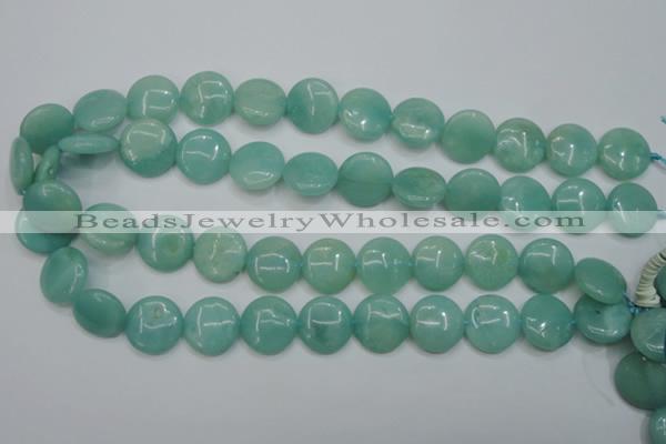 CAM917 15.5 inches 16mm flat round amazonite gemstone beads wholesale