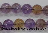 CAN12 15.5 inches 14mm faceted round natural ametrine gemstone beads