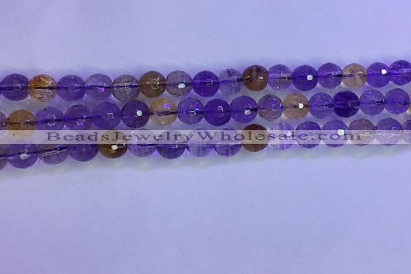 CAN225 15.5 inches 7mm faceted round ametrine beads wholesale