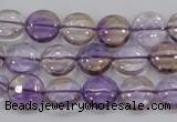 CAN42 15.5 inches 14mm flat round natural ametrine gemstone beads